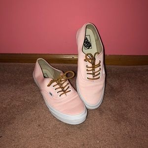 Worn Once! Light Pink Vans With Leather Laces!